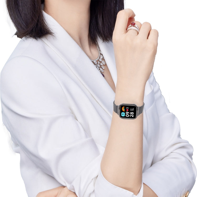 For Redmi Watch 3 Lite Frame Integrated One-bead Stainless Steel Watch Band(Black) - Watch Bands by PMc TechLife | Online Shopping South Africa | PMc TechLife | Buy Now Pay Later Mobicred