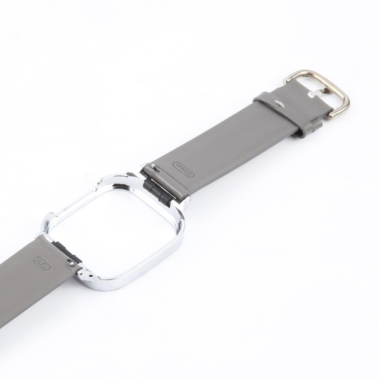 For Redmi Watch 3 Lite Metal Frame Integrated Genuine Leather Watch Band(Grey) - free shipping - PMc TechLife - Order now!