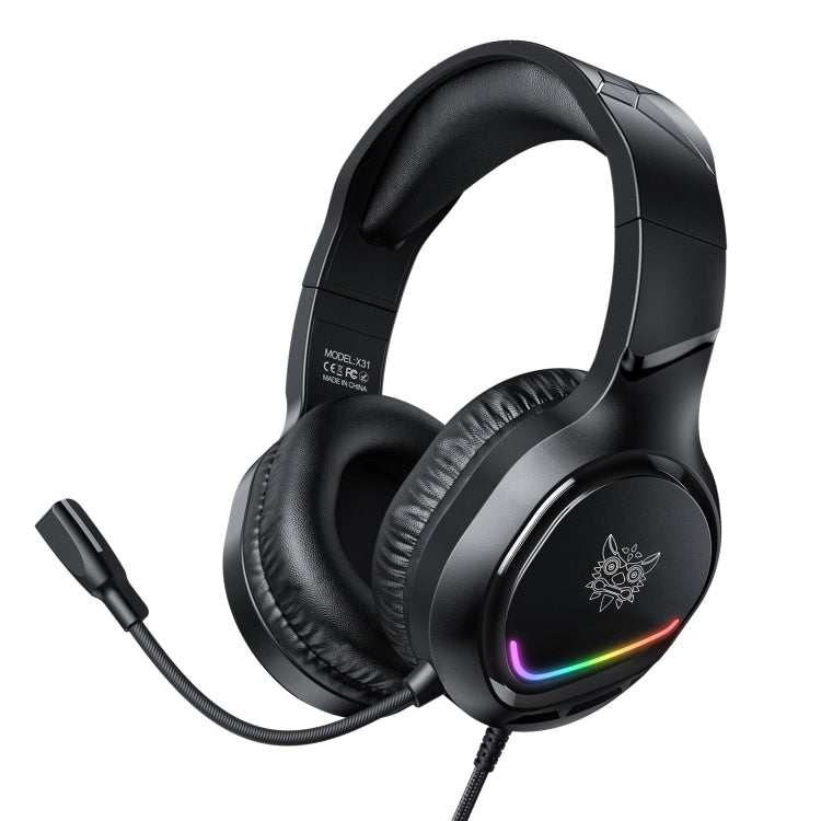ONIKUMA X31 USB / 3.5mm Wired RGB Light Gaming Headset with Mic, Cable length: 2.2m(Black) - free shipping - PMC Jewellery - Order now!