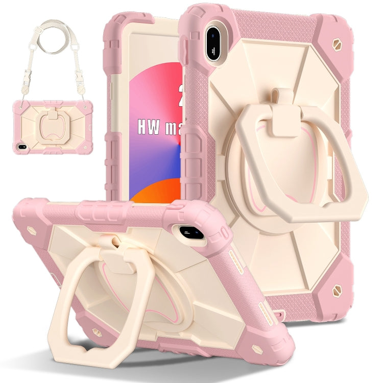 For Huawei Matepad SE 11 2024 Contrast Color Robot Silicone Hybrid PC Tablet Case(Rose Gold Beige) - Huawei by PMC Jewellery | Online Shopping South Africa | PMC Jewellery | Buy Now Pay Later Mobicred