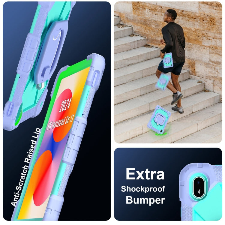 For Huawei Matepad SE 11 2024 Contrast Color Robot Silicone Hybrid PC Tablet Case(Purple Mint Green) - Huawei by PMC Jewellery | Online Shopping South Africa | PMC Jewellery | Buy Now Pay Later Mobicred