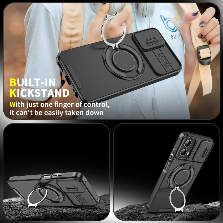 For Motorola Moto G 5G 2024 Sliding Camshield Ring Holder Phone Case(Black) - Motorola Cases by PMC Jewellery | Online Shopping South Africa | PMC Jewellery | Buy Now Pay Later Mobicred