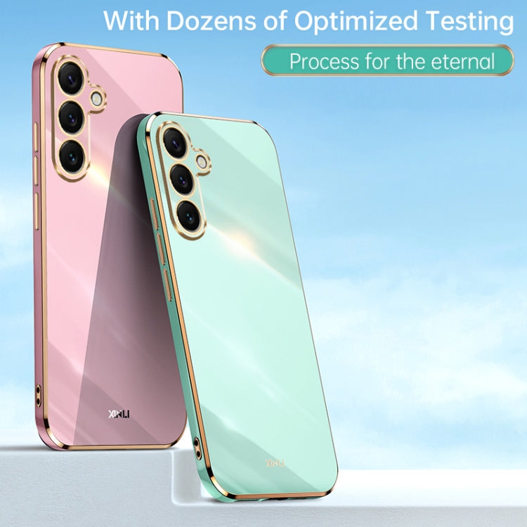 For Samsung Galaxy S25 5G XINLI Straight Edge 6D Electroplate TPU Phone Case(White) - Galaxy S25 5G Cases by XINLI | Online Shopping South Africa | PMC Jewellery | Buy Now Pay Later Mobicred