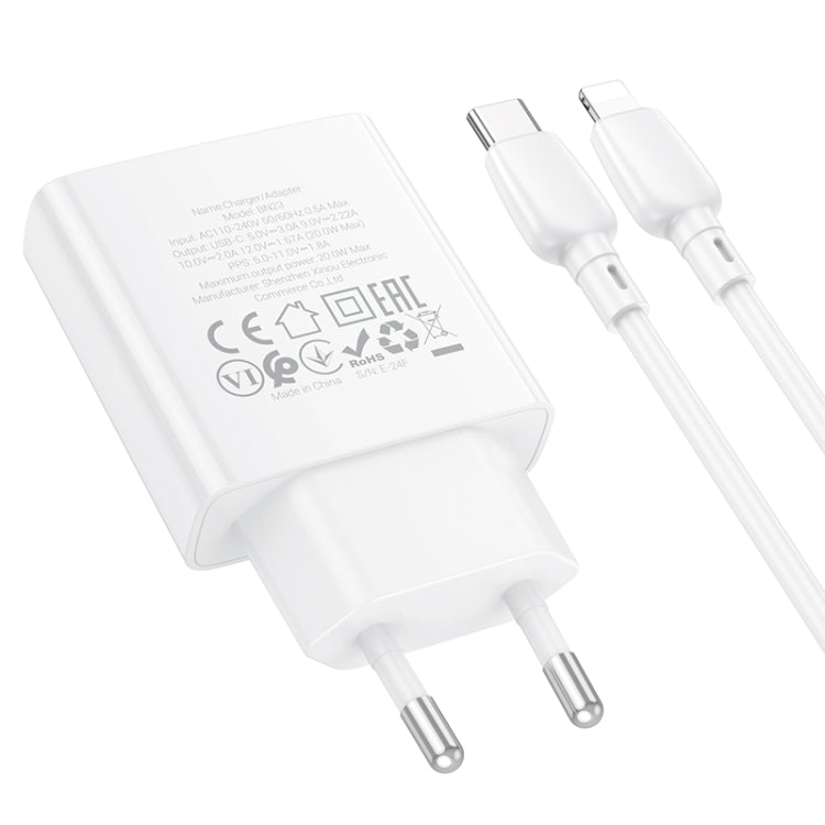 BOROFONE BN23 PD 20W Type-C Charger with 1m Type-C to 8 Pin Cable Set, Plug Type:EU Plug(White) - free shipping - PMC TechLife - Order now!