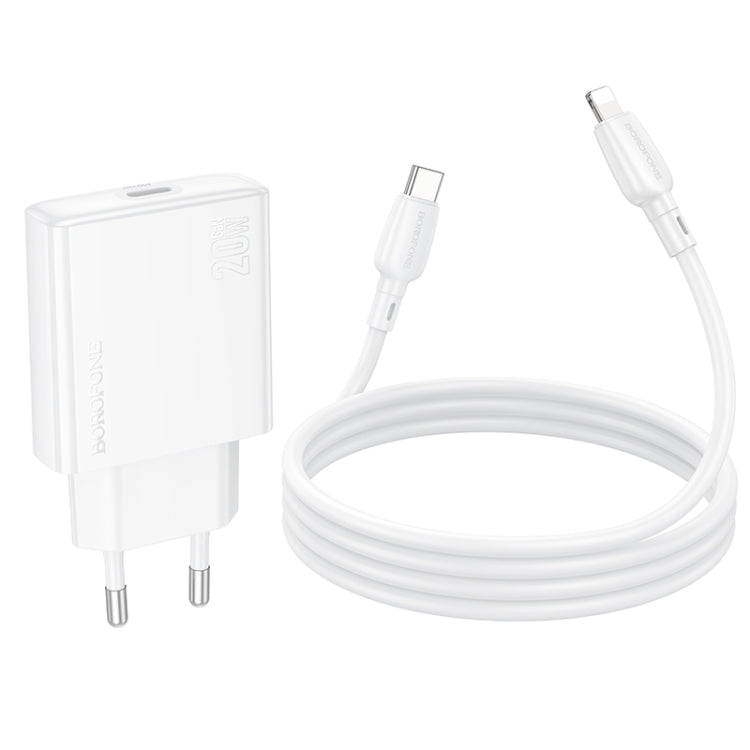 BOROFONE BN23 PD 20W Type-C Charger with 1m Type-C to 8 Pin Cable Set, Plug Type:EU Plug(White) - free shipping - PMC TechLife - Order now!