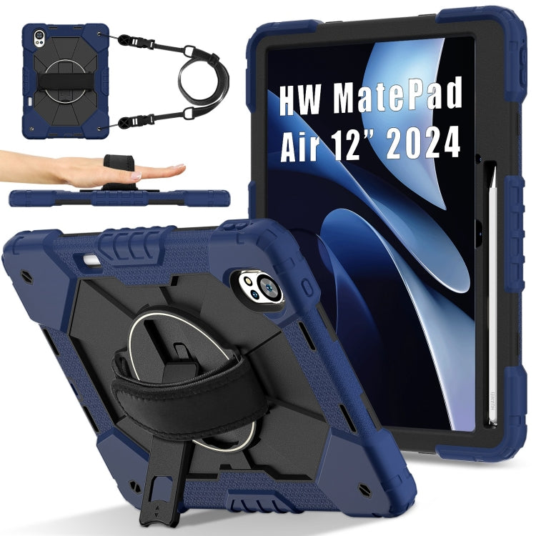 For Huawei MatePad Air 12 2024 Contrast Color Robot Silicone Hybrid PC Tablet Case(Navy Black) - Huawei by PMC Jewellery | Online Shopping South Africa | PMC Jewellery | Buy Now Pay Later Mobicred