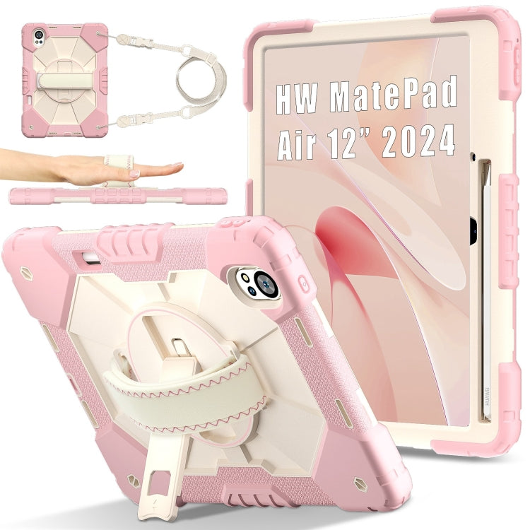 For Huawei MatePad Air 12 2024 Contrast Color Robot Silicone Hybrid PC Tablet Case(Rose Gold Beige) - free shipping - PMC TechLife - Order now!