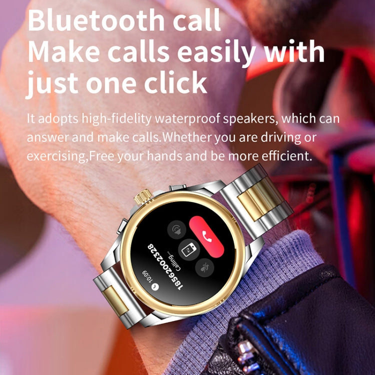 KC83 1.43 inch 1ATM Waterproof Smart Watch, Support Sedentary Reminder / Sleep Monitoring(Gold Steel Strap + Brown Leather Strap) - Smart Watches by PMC TechLife | Online Shopping South Africa | PMC TechLife | Buy Now Pay Later Mobicred