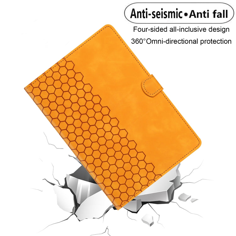 For Lenovo Tab M11 / Xiaoxin Pad 2024 Honeycomb Embossed Leather Smart Tablet Case(Yellow) - Lenovo by PMC Jewellery | Online Shopping South Africa | PMC Jewellery | Buy Now Pay Later Mobicred