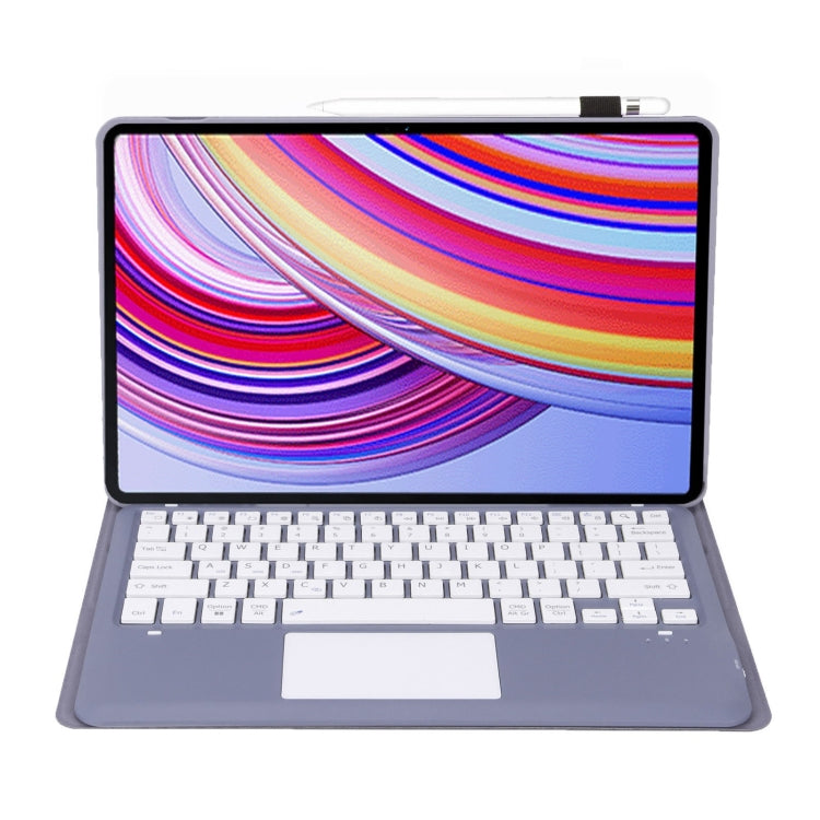 For Xiaomi Redmi Pad Pro 12.1 A0N11-A Detachable Bluetooth Keyboard TPU Lambskin Leather Tablet Case with Touchpad(Lavender White) - Others Keyboard by PMC Jewellery | Online Shopping South Africa | PMC Jewellery | Buy Now Pay Later Mobicred