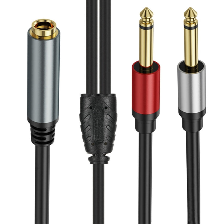 5m 6.35mm TRS Stereo Female to 2 x 6.35mm TS Male Mono Audio Adapter Cable(Black) - Video & Audio Cable by PMC Jewellery | Online Shopping South Africa | PMC Jewellery | Buy Now Pay Later Mobicred
