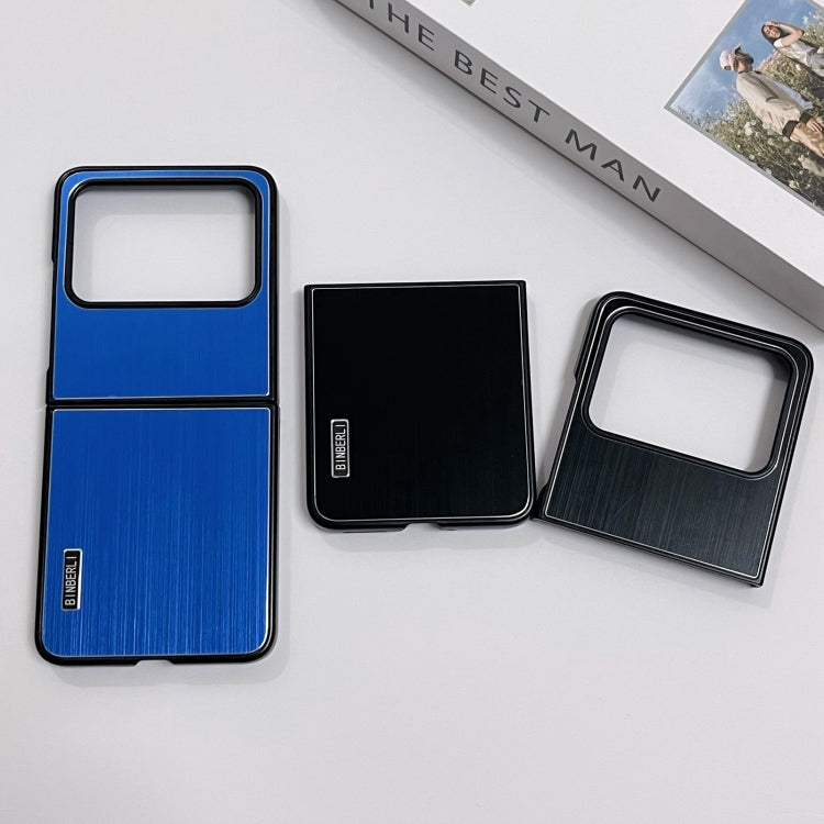For Motorola Moto Razr 50 2024 PC Hybrid Aluminum Alloy Brushed Shockproof Phone Case(Blue) - Motorola Cases by PMC Jewellery | Online Shopping South Africa | PMC Jewellery | Buy Now Pay Later Mobicred