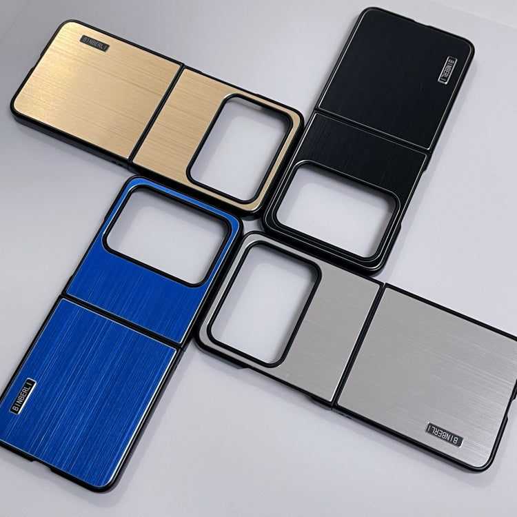 For Motorola Moto Razr 50 2024 PC Hybrid Aluminum Alloy Brushed Shockproof Phone Case(Blue) - Motorola Cases by PMC Jewellery | Online Shopping South Africa | PMC Jewellery | Buy Now Pay Later Mobicred