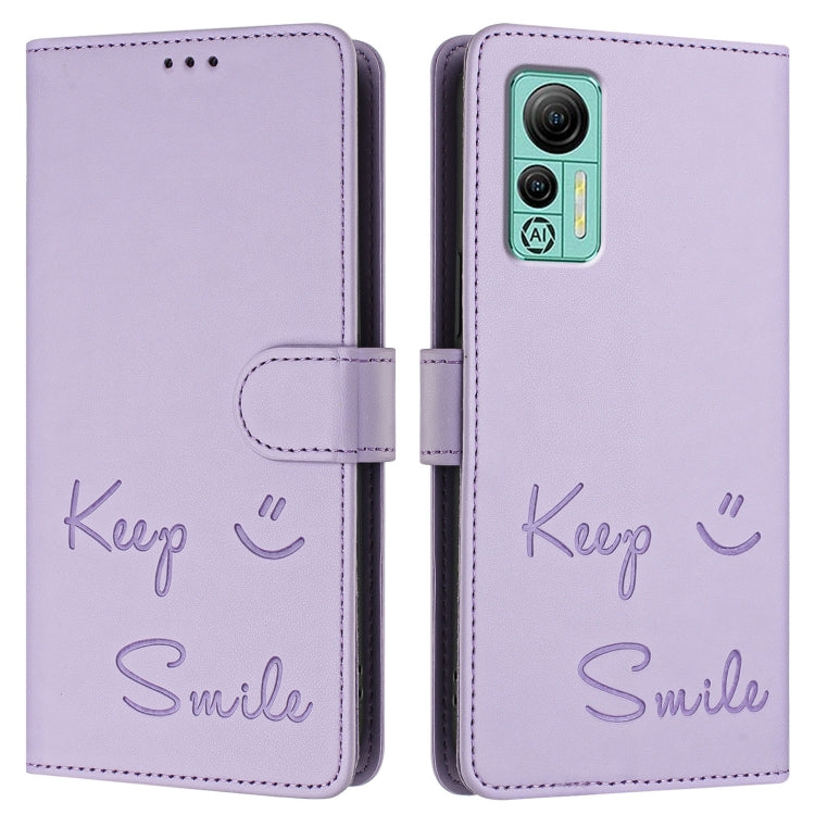 For Ulefone Note 14 Smile Embossing RFID Leather Phone Case(Light Purple) - Ulefone Cases by PMC Jewellery | Online Shopping South Africa | PMC Jewellery | Buy Now Pay Later Mobicred