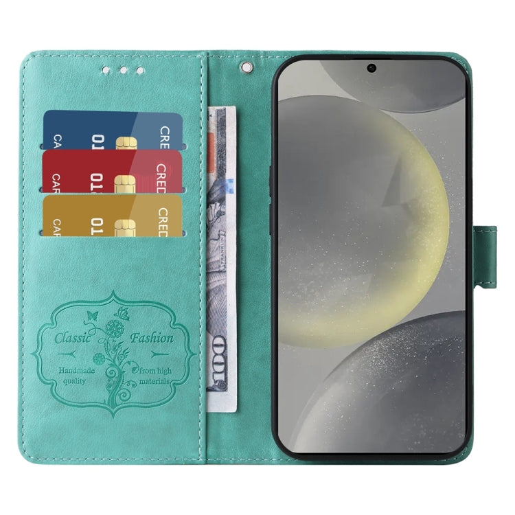 For Samsung Galaxy S25 5G Embossed Butterfly Flowers Leather Phone Case(Green) - free shipping - PMC Jewellery - Order now!