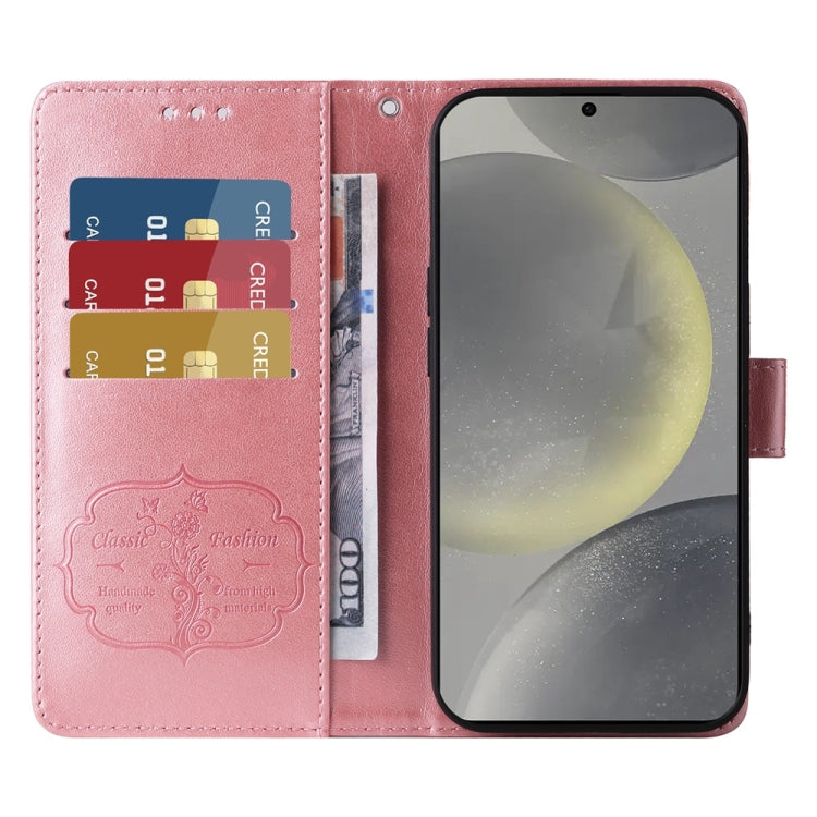 For Samsung Galaxy S25 5G Embossed Butterfly Flowers Leather Phone Case(Rose Gold) - free shipping - PMC Jewellery - Order now!