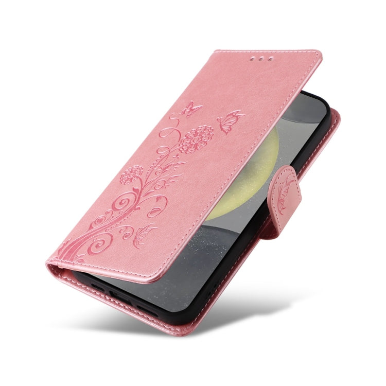 For Samsung Galaxy S25 5G Embossed Butterfly Flowers Leather Phone Case(Rose Gold) - free shipping - PMC Jewellery - Order now!