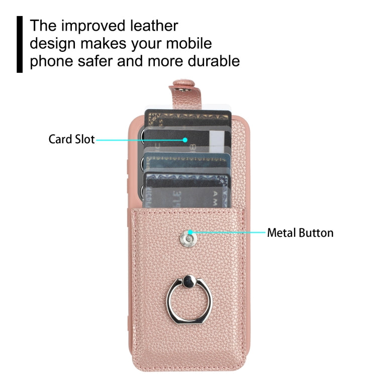 For Samsung Galaxy S25+ 5G Litchi Texture Drawing Card Bag Ring Holder Phone Case(Purple) - Galaxy S25+ 5G Cases by PMC Jewellery | Online Shopping South Africa | PMC Jewellery | Buy Now Pay Later Mobicred