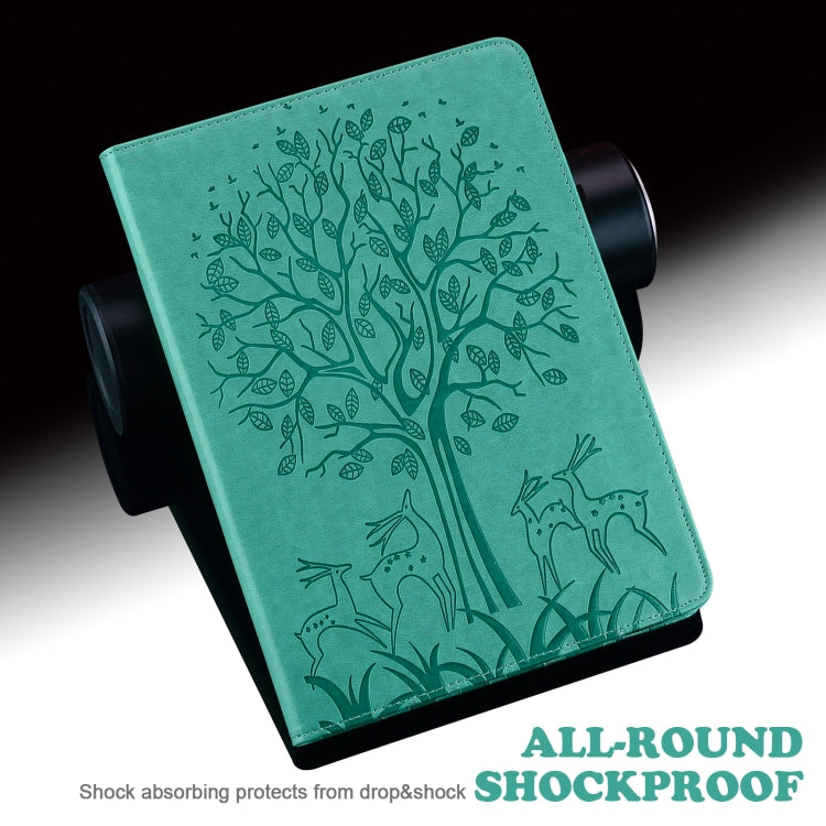 For Honor Pad 8 Tree & Deer Embossed Leather Tablet Case(Green) - Honor by PMC TechLife | Online Shopping South Africa | PMC TechLife | Buy Now Pay Later Mobicred