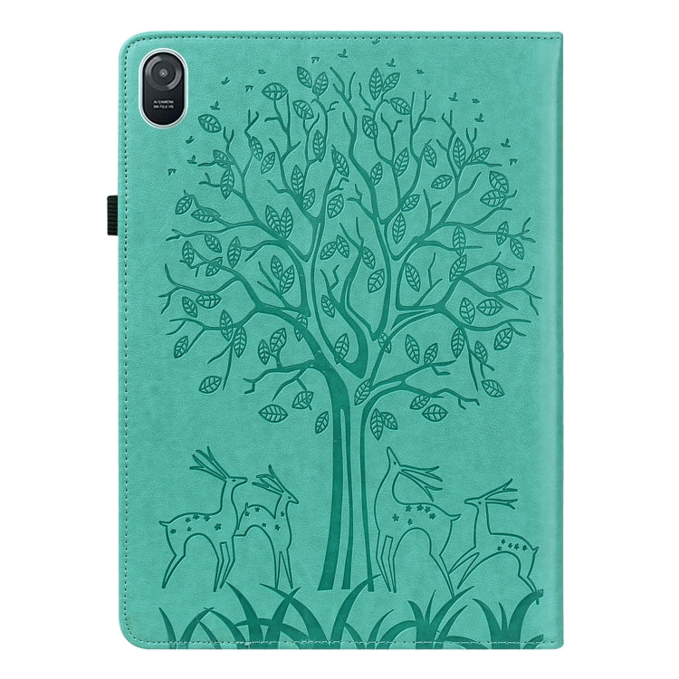 For Honor Pad 8 Tree & Deer Embossed Leather Tablet Case(Green) - Honor by PMC TechLife | Online Shopping South Africa | PMC TechLife | Buy Now Pay Later Mobicred