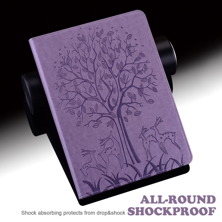 For Honor Pad X9 Tree & Deer Embossed Leather Tablet Case(Purple) - Honor by PMC TechLife | Online Shopping South Africa | PMC TechLife | Buy Now Pay Later Mobicred