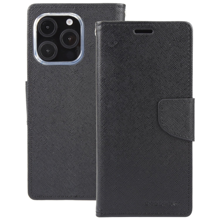 For iPhone 16 Pro Max GOOSPERY FANCY DIARY Cross Texture Leather Phone Case(Black) - free shipping - PMC Jewellery - Order now!