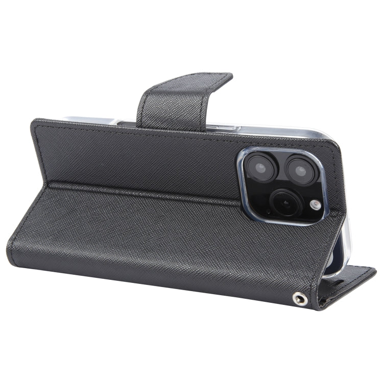 For iPhone 16 Pro Max GOOSPERY FANCY DIARY Cross Texture Leather Phone Case(Black) - free shipping - PMC Jewellery - Order now!