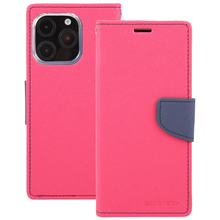 For iPhone 16 Pro GOOSPERY FANCY DIARY Cross Texture Leather Phone Case(Rose Red) - free shipping - PMC Jewellery - Order now!