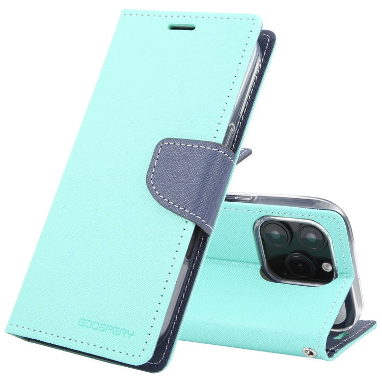 For iPhone 16 Pro GOOSPERY FANCY DIARY Cross Texture Leather Phone Case(Mint Green) - free shipping - PMC Jewellery - Order now!