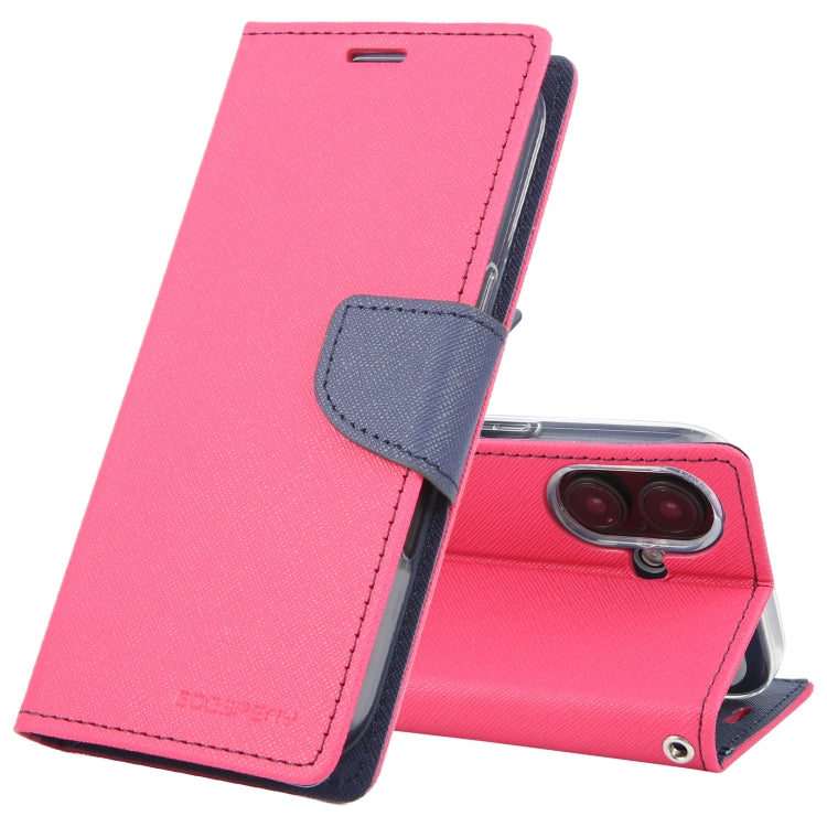 For iPhone 16 Plus GOOSPERY FANCY DIARY Cross Texture Leather Phone Case(Rose Red) - free shipping - PMC Jewellery - Order now!