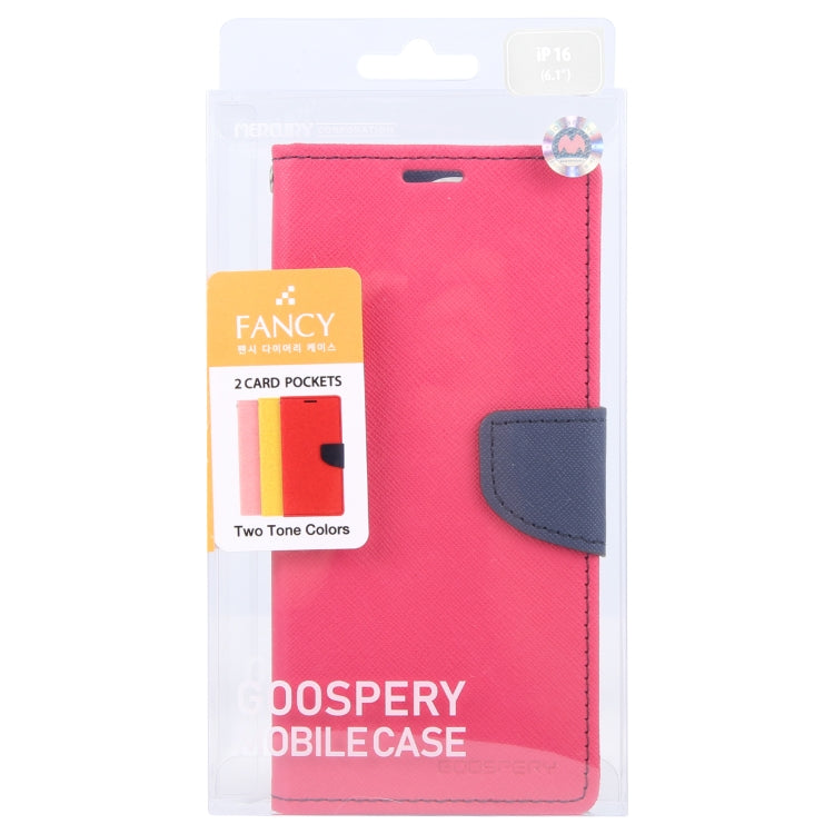 For iPhone 16 Plus GOOSPERY FANCY DIARY Cross Texture Leather Phone Case(Rose Red) - free shipping - PMC Jewellery - Order now!