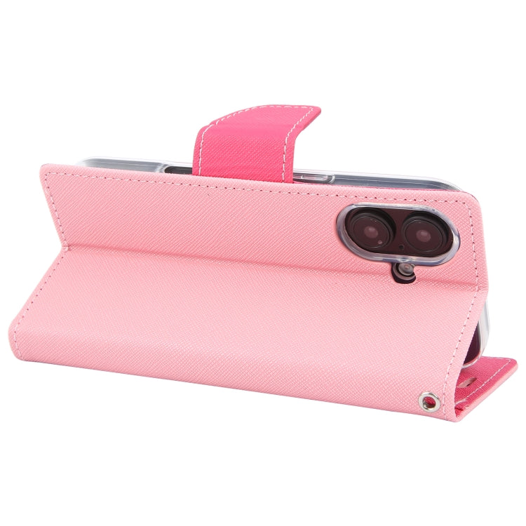 For iPhone 16 Plus GOOSPERY FANCY DIARY Cross Texture Leather Phone Case(Pink) - free shipping - PMC Jewellery - Order now!