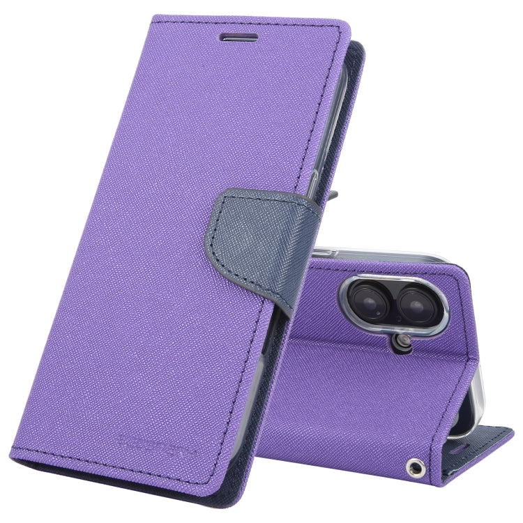 For iPhone 16 Plus GOOSPERY FANCY DIARY Cross Texture Leather Phone Case(Purple) - free shipping - PMC Jewellery - Order now!