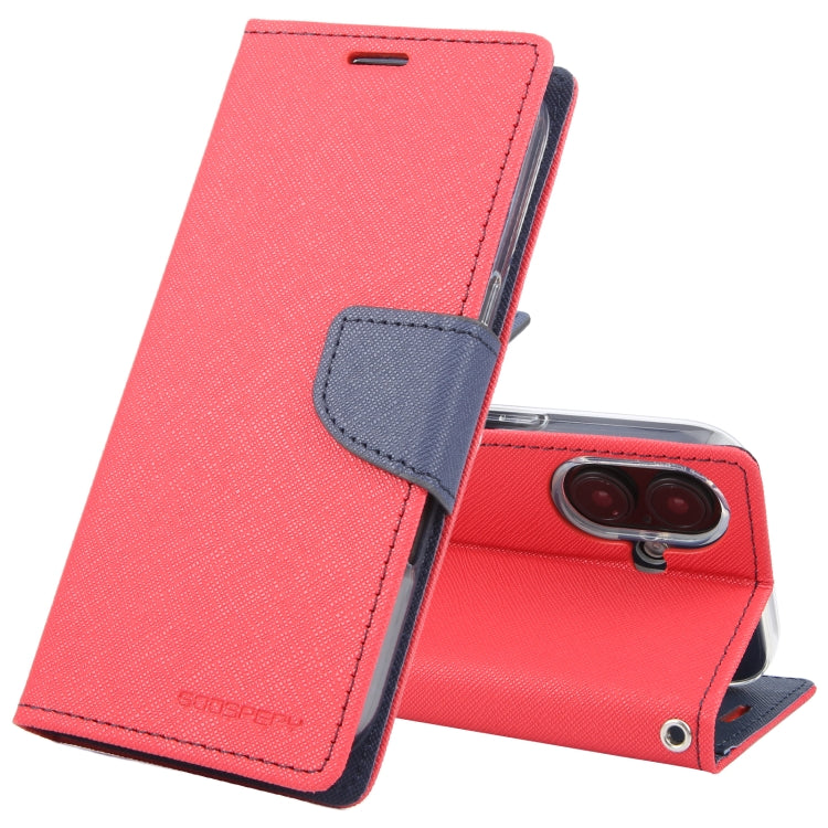 For iPhone 16 Plus GOOSPERY FANCY DIARY Cross Texture Leather Phone Case(Red) - free shipping - PMC Jewellery - Order now!