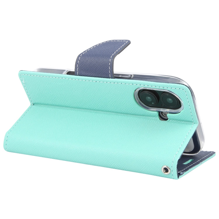 For iPhone 16 Plus GOOSPERY FANCY DIARY Cross Texture Leather Phone Case(Mint Green) - free shipping - PMC Jewellery - Order now!