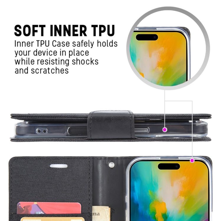 For iPhone 16 Pro Max GOOSPERY CANVAS DIARY Fabric Texture Flip Leather Phone Case(Red) - free shipping - PMC Jewellery - Order now!