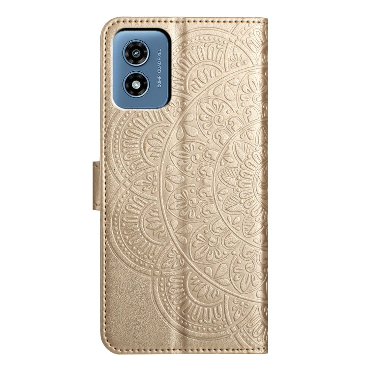 For Motorola Moto G Play 2024 Flower Embossed Leather Phone Case(Gold) - Motorola Cases by PMC Jewellery | Online Shopping South Africa | PMC Jewellery | Buy Now Pay Later Mobicred