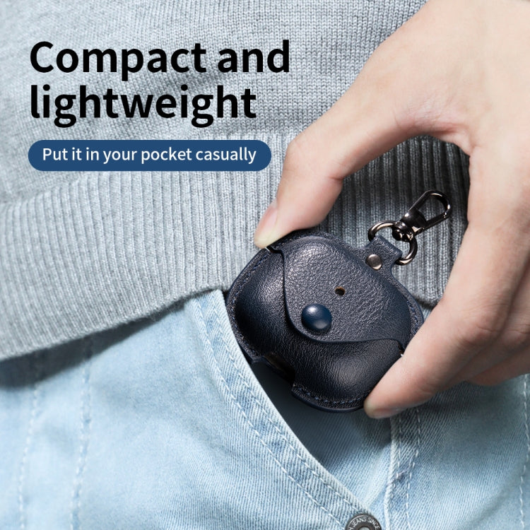 For AirPods 4 Business Leather Earphone Protective Case with Hook(Blue) - free shipping - PMC Jewellery - Order now!