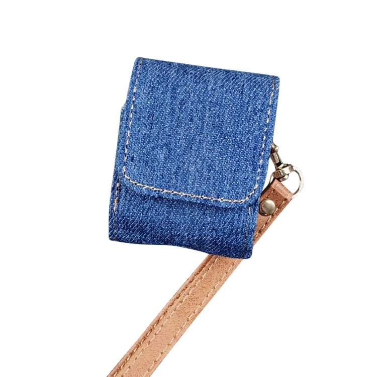 For AirPods 1 / 2 Cowboy Fabric Texture PU Headset Protective Bag(Blue) - For AirPods 1/2 by PMC Jewellery | Online Shopping South Africa | PMC Jewellery | Buy Now Pay Later Mobicred