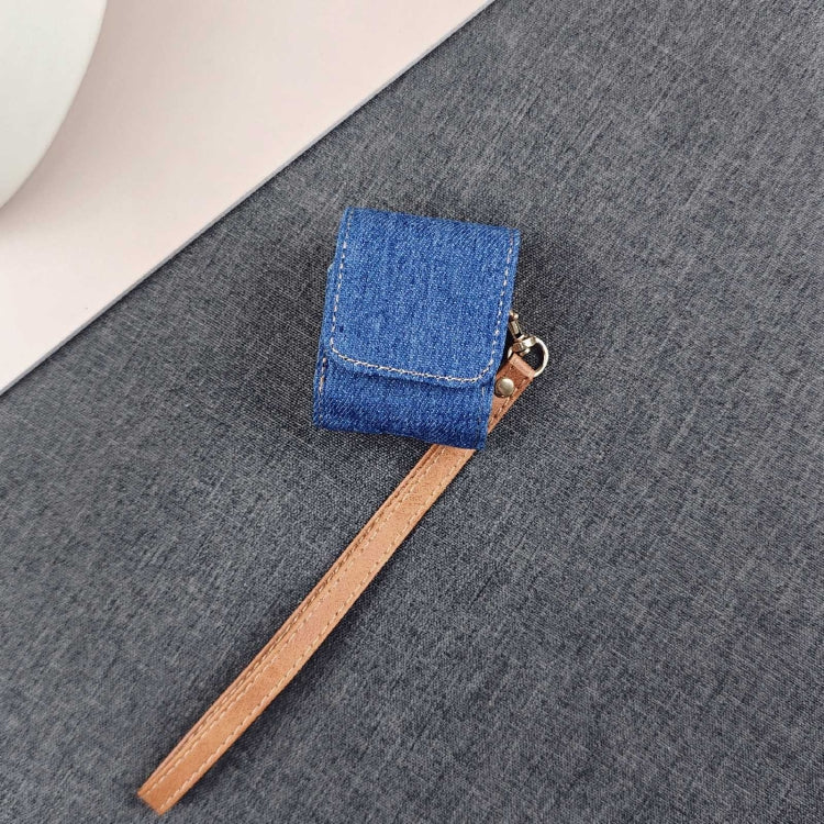 For AirPods 1 / 2 Cowboy Fabric Texture PU Headset Protective Bag(Blue) - For AirPods 1/2 by PMC Jewellery | Online Shopping South Africa | PMC Jewellery | Buy Now Pay Later Mobicred