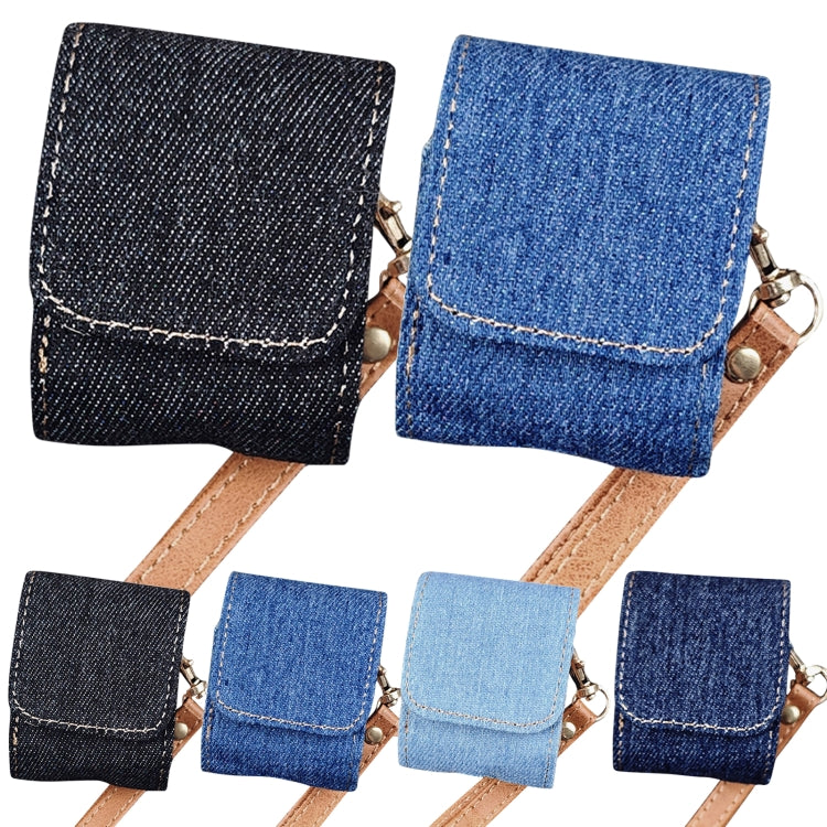 For AirPods 1 / 2 Cowboy Fabric Texture PU Headset Protective Bag(Dark Blue) - For AirPods 1/2 by PMC Jewellery | Online Shopping South Africa | PMC Jewellery | Buy Now Pay Later Mobicred