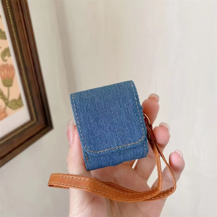 For AirPods 1 / 2 Cowboy Fabric Texture PU Headset Protective Bag(Blue) - For AirPods 1/2 by PMC Jewellery | Online Shopping South Africa | PMC Jewellery | Buy Now Pay Later Mobicred