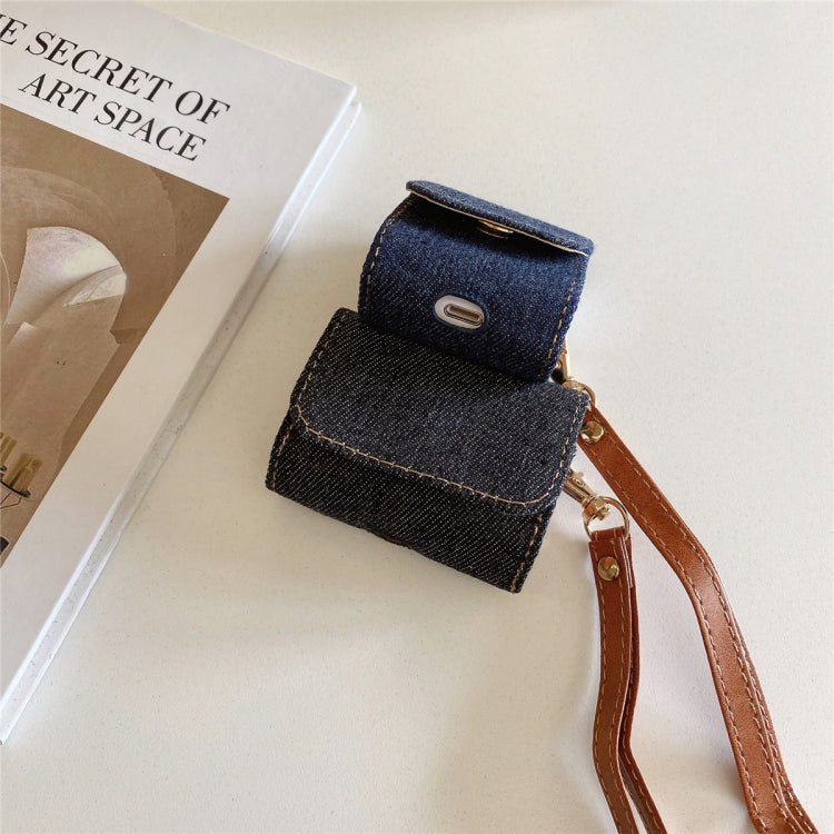 For AirPods 1 / 2 Cowboy Fabric Texture PU Headset Protective Bag(Blue) - For AirPods 1/2 by PMC Jewellery | Online Shopping South Africa | PMC Jewellery | Buy Now Pay Later Mobicred