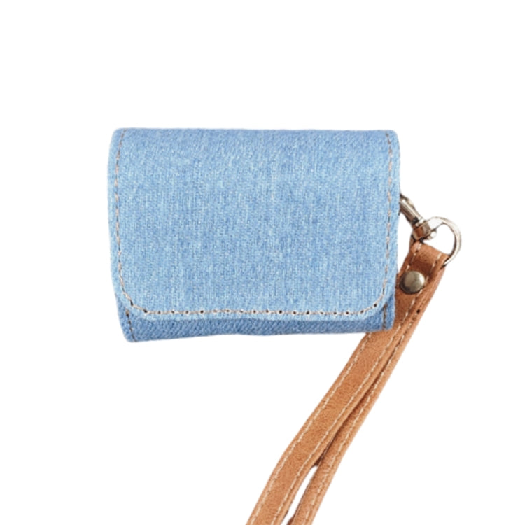 For AirPods 3 Cowboy Fabric Texture PU Headset Protective Bag(Light Blue) - free shipping - PMC Jewellery - Order now!