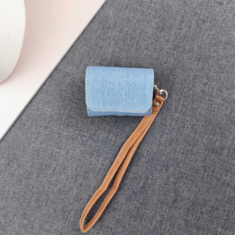 For AirPods 3 Cowboy Fabric Texture PU Headset Protective Bag(Light Blue) - free shipping - PMC Jewellery - Order now!