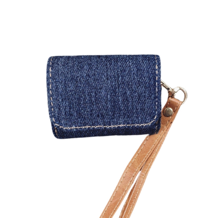 For AirPods 3 Cowboy Fabric Texture PU Headset Protective Bag(Dark Blue) - free shipping - PMC Jewellery - Order now!