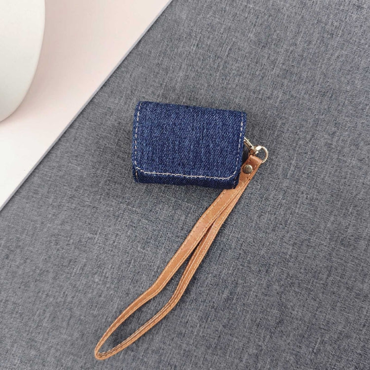 For AirPods 3 Cowboy Fabric Texture PU Headset Protective Bag(Dark Blue) - free shipping - PMC Jewellery - Order now!