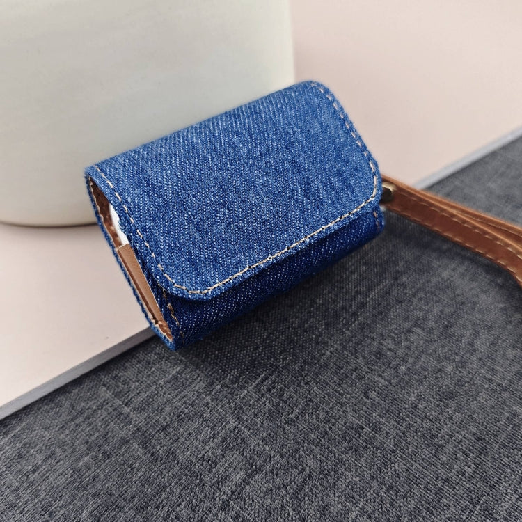 For AirPods 3 Cowboy Fabric Texture PU Headset Protective Bag(Blue) - For AirPods 3 by PMC Jewellery | Online Shopping South Africa | PMC Jewellery | Buy Now Pay Later Mobicred
