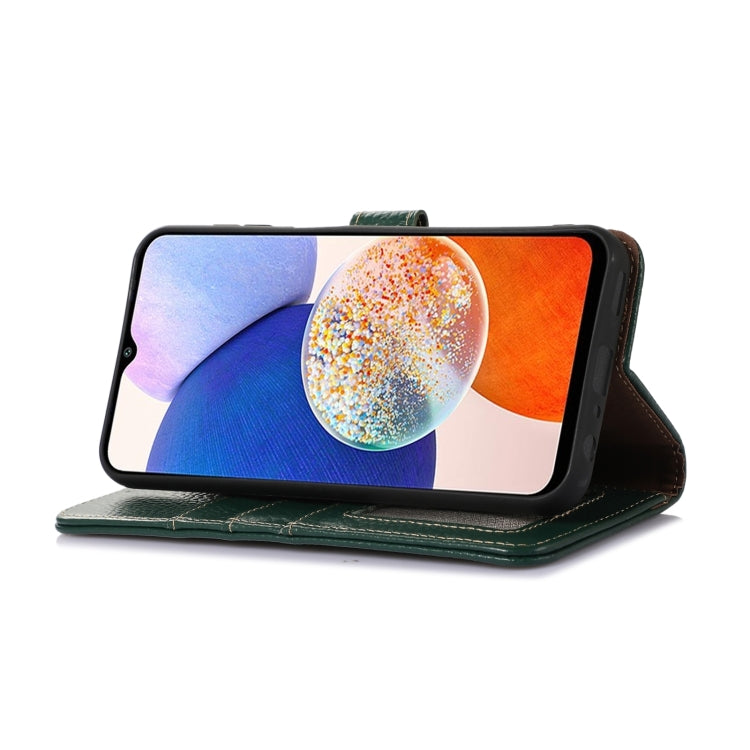 For Motorola Moto G35 Genuine Leather Litchi Texture RFID Leather Phone Case(Green) - Motorola Cases by PMC TechLife | Online Shopping South Africa | PMC TechLife | Buy Now Pay Later Mobicred