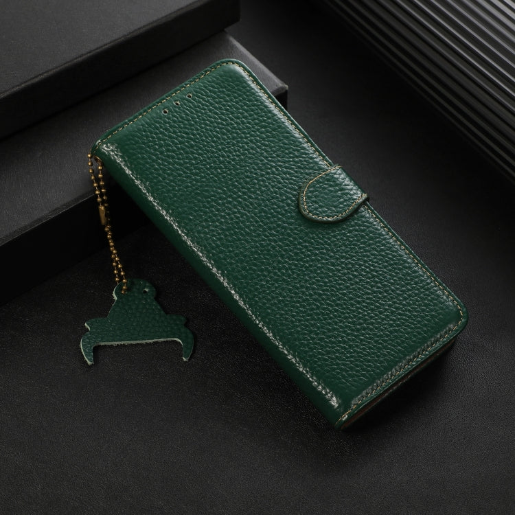 For Motorola Moto G75 5G Genuine Leather Litchi Texture RFID Leather Phone Case(Green) - Motorola Cases by PMC TechLife | Online Shopping South Africa | PMC TechLife | Buy Now Pay Later Mobicred